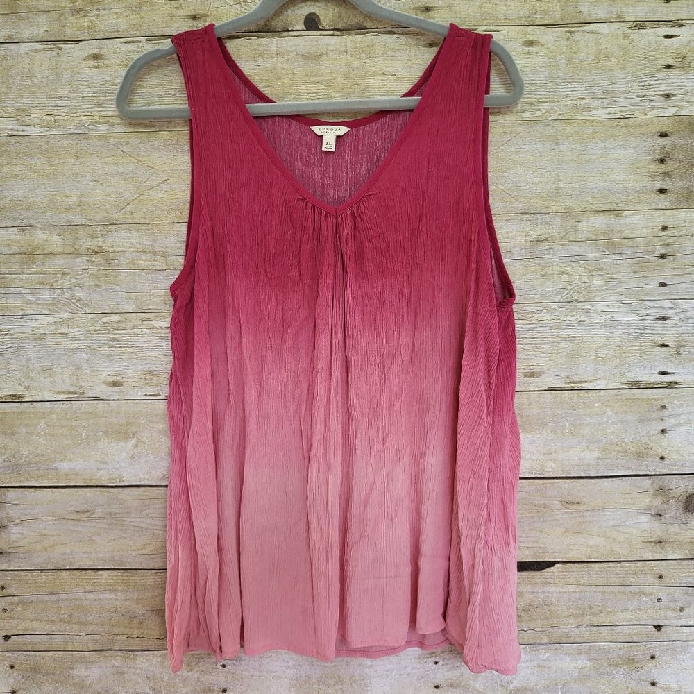 Ombre Textured V-Neck Tank Top